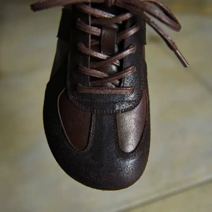 Baskets en cuir véritable pour femmes, en daim naturel, à talon compensé bas, bout rond, à lacets, d