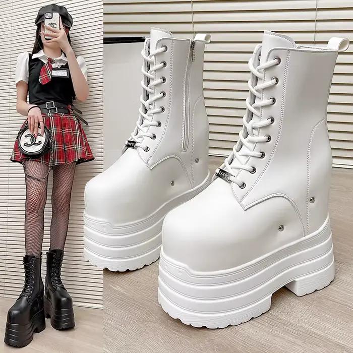 Talons Ultra hauts ~ bottes rehaussantes de 24cm pour femmes, nouvelles bottes courtes de grande tai
