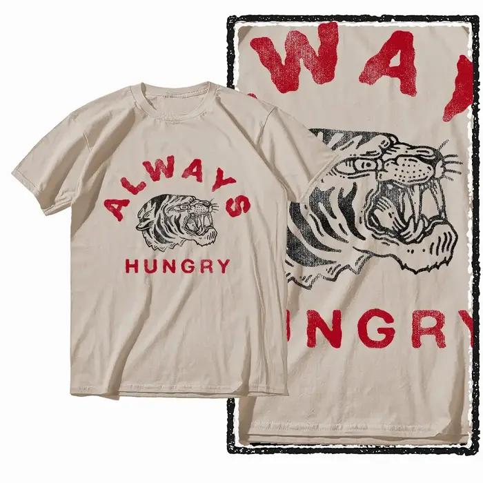 G41 Beige Vintage 100% coton T-shirt imprimé tigre pour hommes