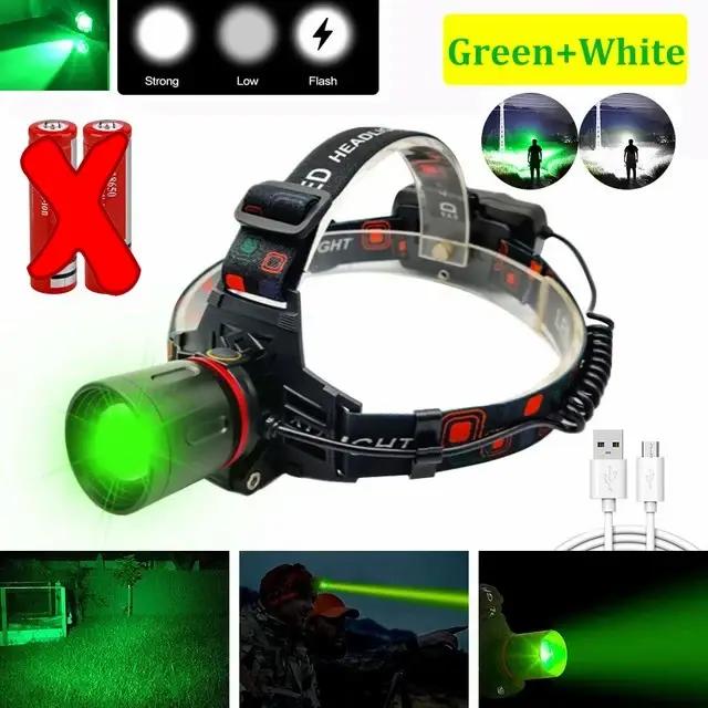 E2 vert/rouge/UV Led lampe frontale Zoomable