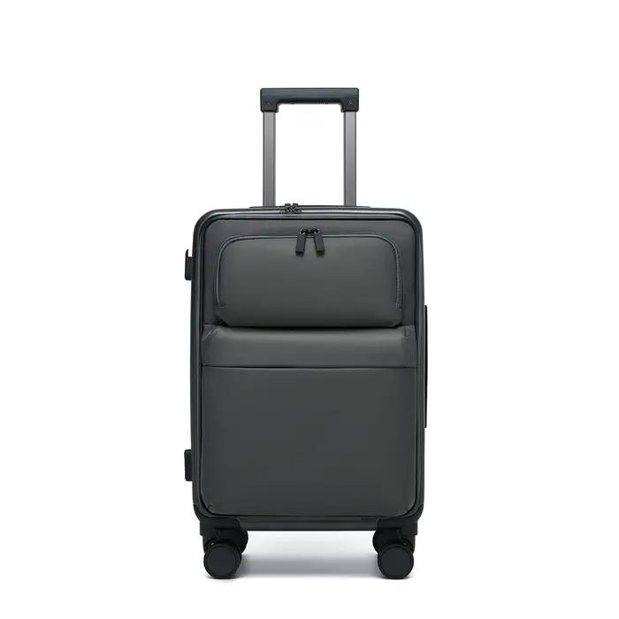 Valise souple à ouverture frontale avec cadre en aluminium et roulettes pivotantes, bagage cabine po