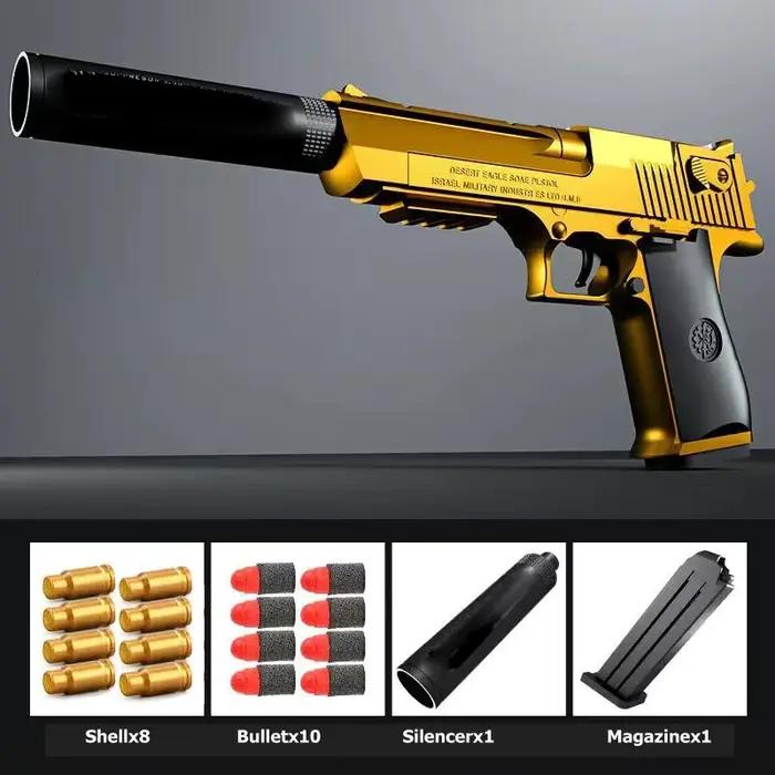 Pistolet jouet Desert Eagle à éjection de douilles, pistolet airsoft à balles en mousse souple, arme de CS pour jeu de tir en extérieur, cadeau d'Halloween ou d'anniversaire