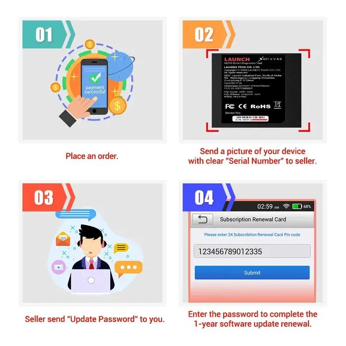 LAUNCH X431 V/V+/PRO V5.0/PRO3S+/PRO TT/PRO3 ACE – Licence de abonnement d'activation logicielle 1/2 an et service de mise à niveau logicielle