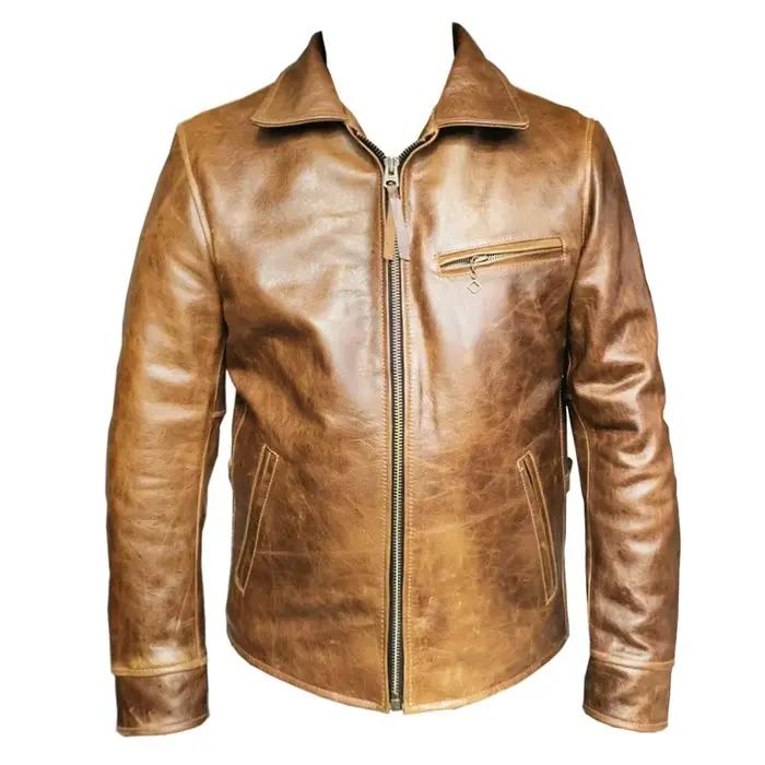 Veste en cuir marron des années 1930 pour hommes