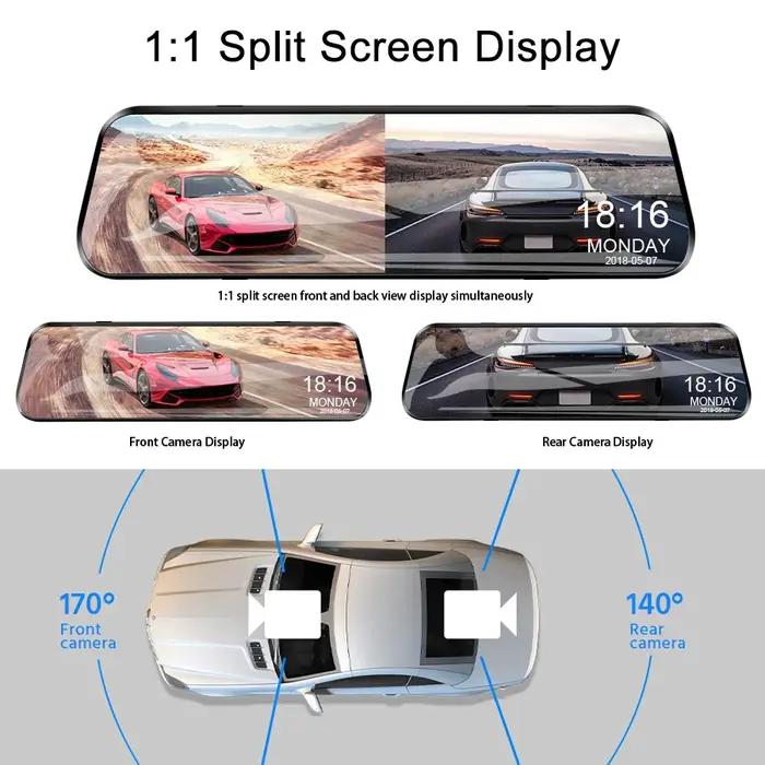 Caméra de rétroviseur pour voiture, écran tactile, enregistreur vidéo, rétroviseur, caméra de tablea