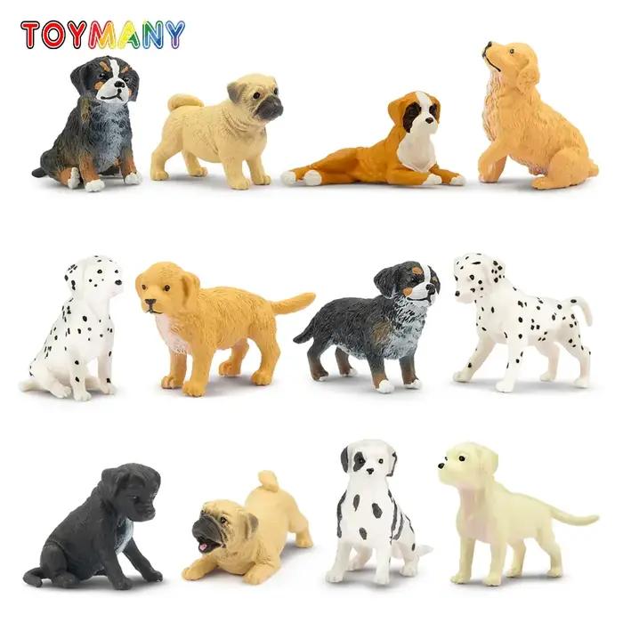 12 pièces Toymany Mini chien figurines d'animaux Simulation modèle d'animal de compagnie jouets pour enfants enfants coffret cadeau poupées à collectionner Figurines