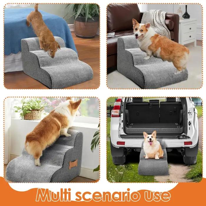 Échelle pour chiens, animaux de compagnie, avec poignée en forme d'os, rampes d'accès pour chiots, à placer près du canapé ou du lit, pour protéger les articulations des animaux de compagnie, échelles