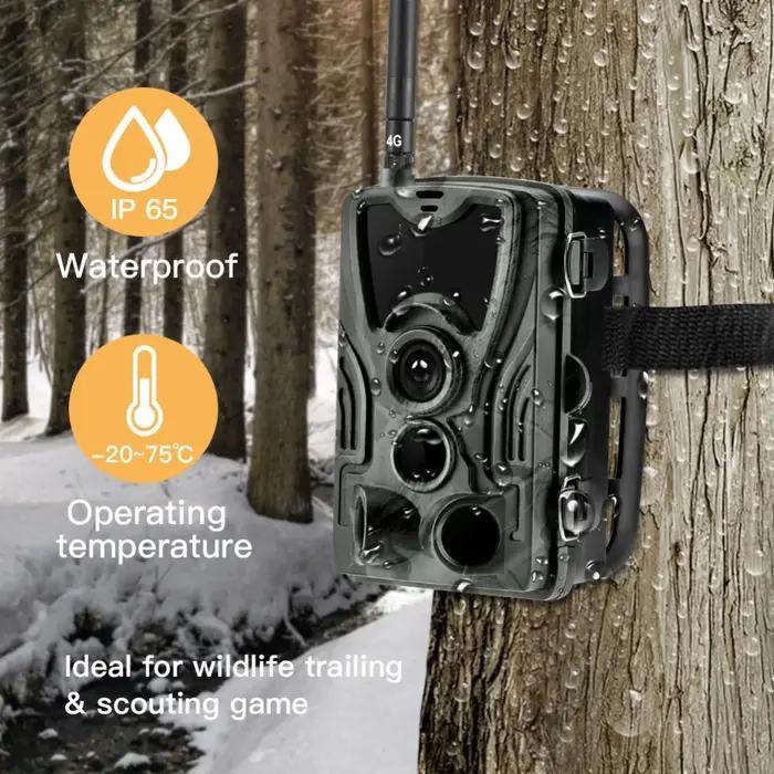 Caméra de chasse 4G avec service cloud gratuit, diffusion en direct 4K, surveillance de la faune, caméras cellulaires sans fil HC801PRO 120MP