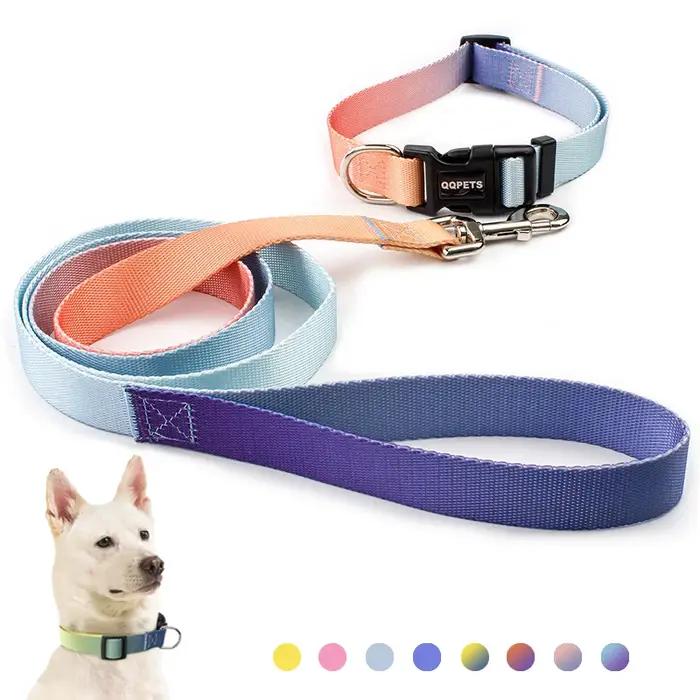 Collier et laisse réglables en nylon pour chien et chat, adaptés aux petits et grands chiens, bouledogues, pugs, beagles