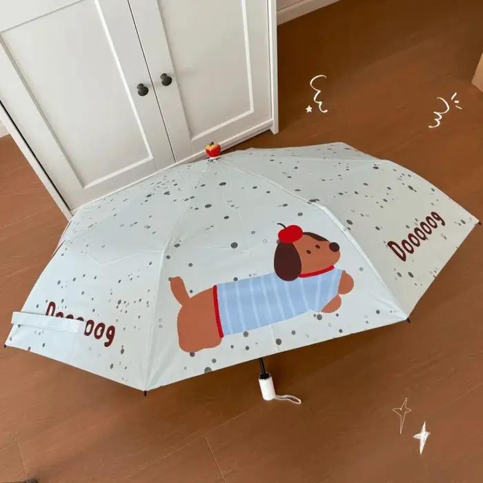 Parapluie pliant teckel à motif de chien