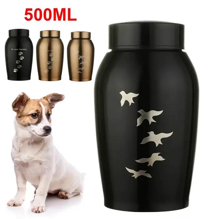 Urnes en acier inoxydable noir et or pour animaux de compagnie, pour chiens, chats, oiseaux, souris,