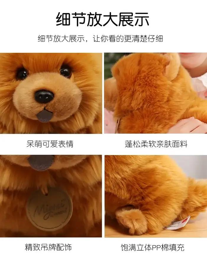 Aurora Chow Chow poupée Frise chiot en peluche chien en peluche poupée jouet fiable mignon Simulation animaux moelleux poupées cadeaux de noël