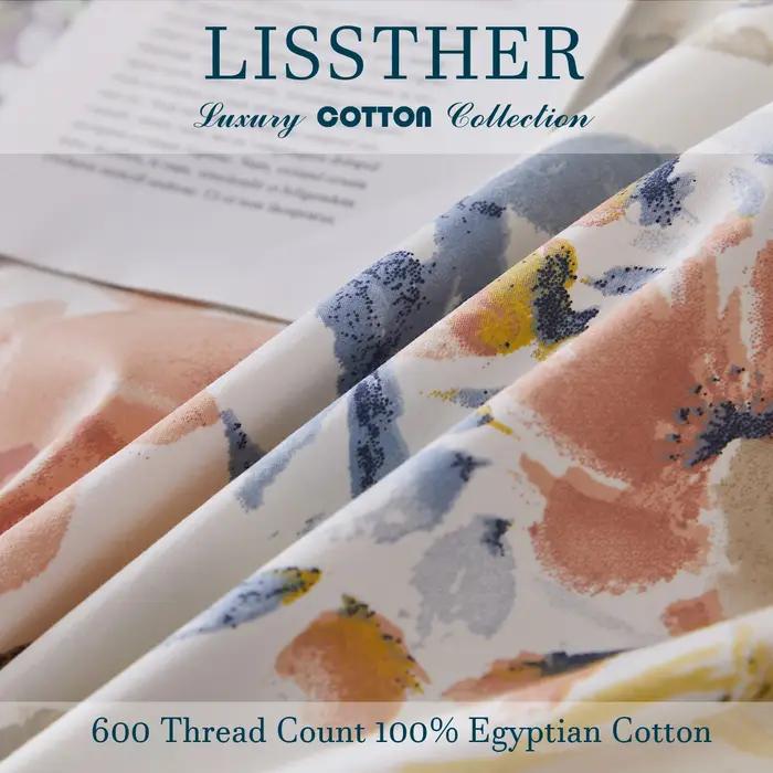 Ensemble de housse de couette 3 pièces 600TC 100% coton égyptien, imprimé Floral de jardin Vintage,