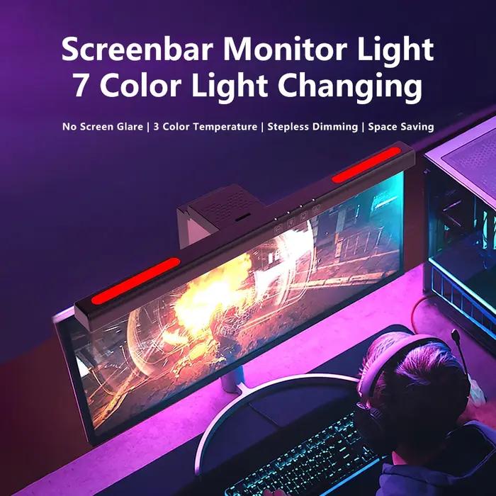 Lampe de bureau LED USB, suspension d'écran incurvé, barre lumineuse RGB, lumières d'ambiance de fon