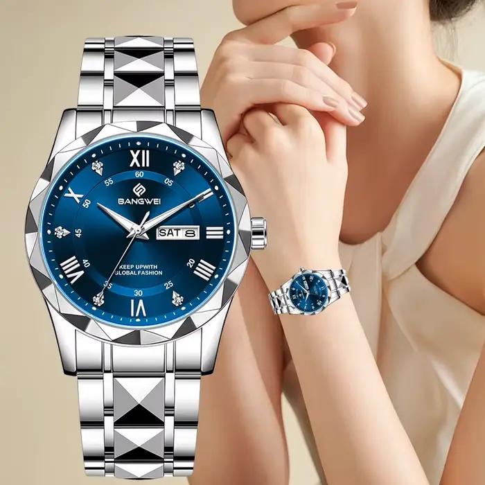 Montre femme élégante classique luxe acier inoxydable étanche lumineuse quartz affaires casual rendez-vous