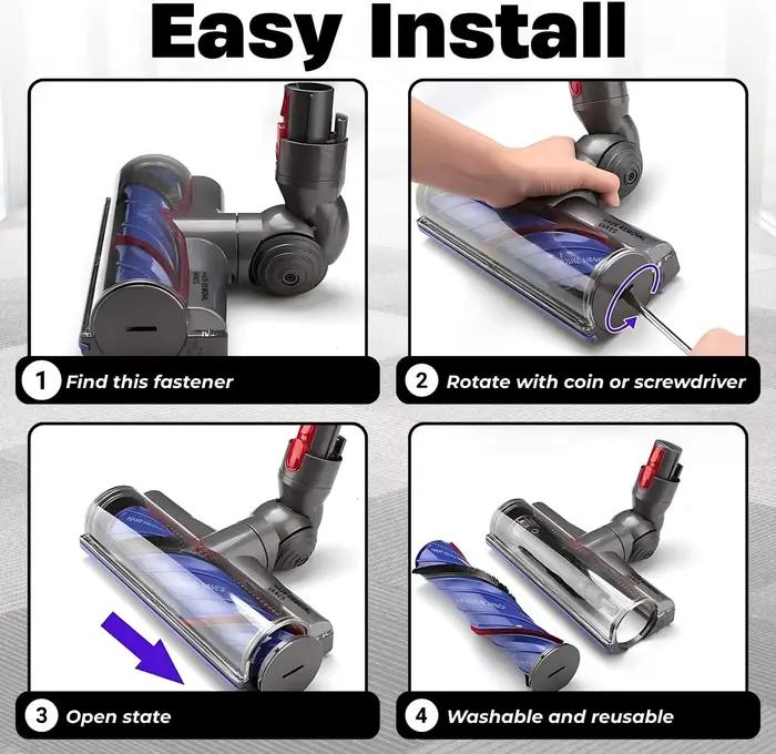 Pour Dyson V7 V8 V10 V11 V15 aspirateur Anti Entangleme tête de nettoyage à entraînement Direct, tête de nettoyage de tête de moteur brosse outil de Turbine