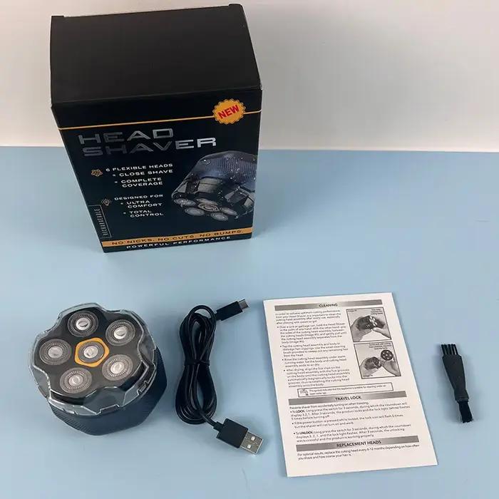 6 tête Portable étanche Rechargeable machine à raser feuille