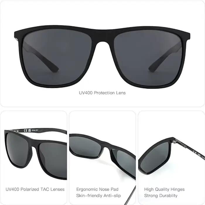 ZENOTTIC lunettes de soleil polarisées carrées pour hommes lunettes de soleil ultralégères en Fiber