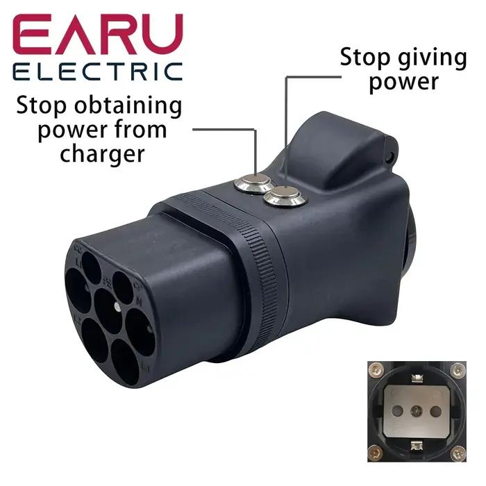 Avec interrupteur, nouvelle prise mâle Portable 220V Type 2 vers prise Schuko, adaptateur de charge