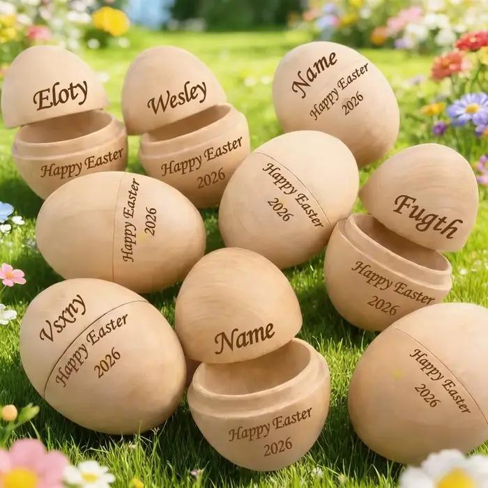 Œuf en bois personnalisé unique pour enfants accessoire de chasse aux œufs de Pâques artisanat en bois durable ornement décoration de maison idées cadeaux naissance anniversaire occasions spéciales