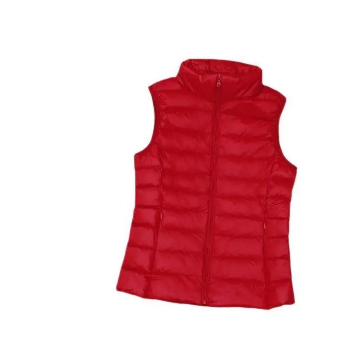 Vêtements pour femmes doudoune légère gilet chaud sans col duvet de canard blanc mince col rond vêtements intérieurs débardeur court