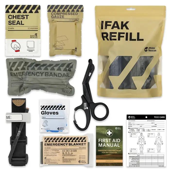 RHINO RESCUE – trousse de premiers secours pour traumatologie, Kit de survie, Kit d'urgence en plein