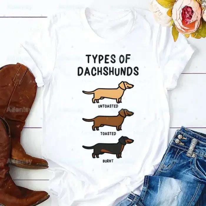 Teckel Patch Compétition T-shirt Femme, Chien Mignon, Harajuku, T-shirt Imprimé Drôle, T-shirt Femme, Loisirs, Mode Décontractée, Esthétique