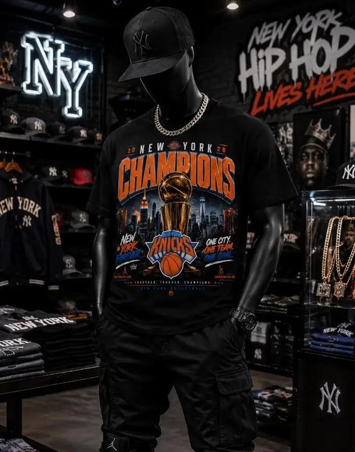 T-shirt unisexe pour fans des champions de basket de New York 2026