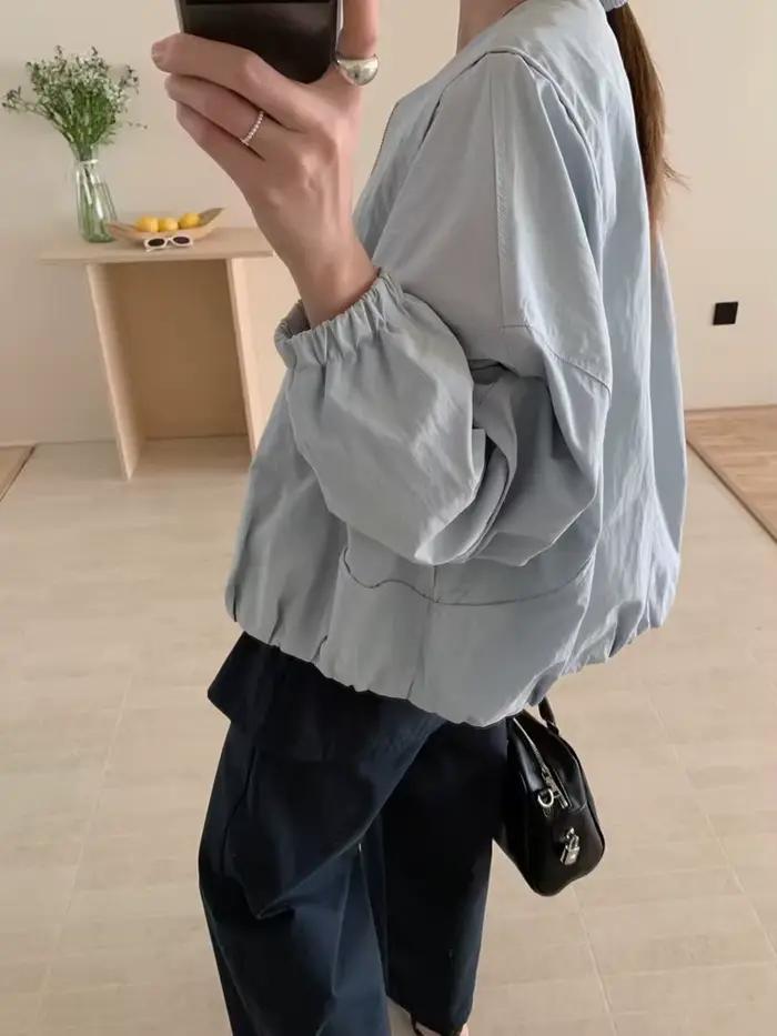 Style coréen couleur unie femmes manteau ample haute rue printemps Bomber veste manteau femmes mode vêtements