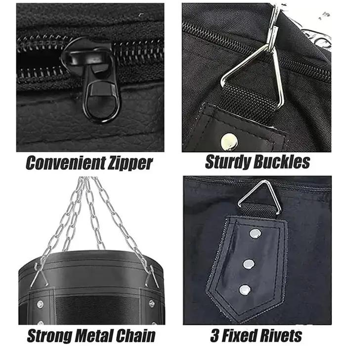 Sac de sable de boxe professionnel non rempli avec accessoires de confrontation, sac de frappe pour