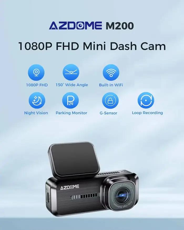 AZDOcloser-Caméra de Tableau de Bord M200 1080P FHD Wifi pour Voiture, Commande Vocale Anglaise, DVR
