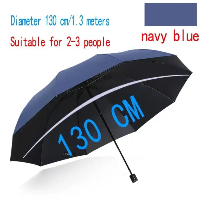 Parapluie pliant surdimensionné de 130cm tissu en nylon 190T résistant pour protection solaire et pluvieuse voyage et usage familial