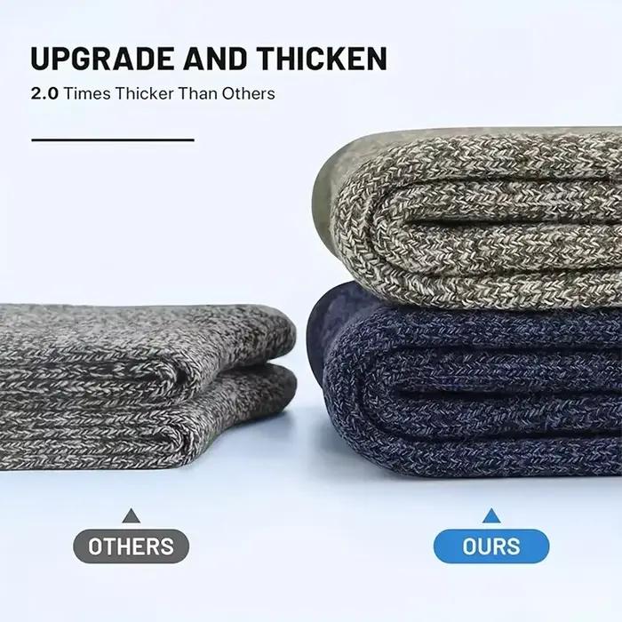 Chaussettes chasse en laine mérino 5 paires - Chaussettes thermiques épaisses pour temps froid homme