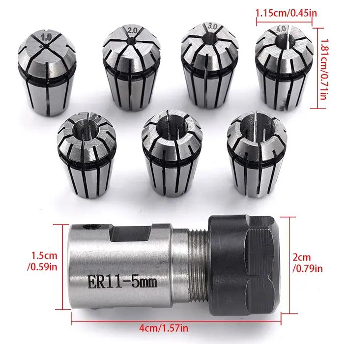 Tige d'extension de diamètre intérieur de moteur 8 pièces/ensemble ER11A 5mm + 7x1mm-7mm ER11, suppo