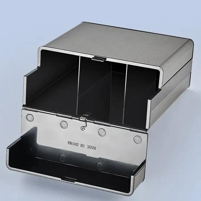 Boîte à cigarettes de grande capacité divisée en alliage d'aluminium, boîte de rangement de fumée pour cadeau de petit ami, paquet de 40