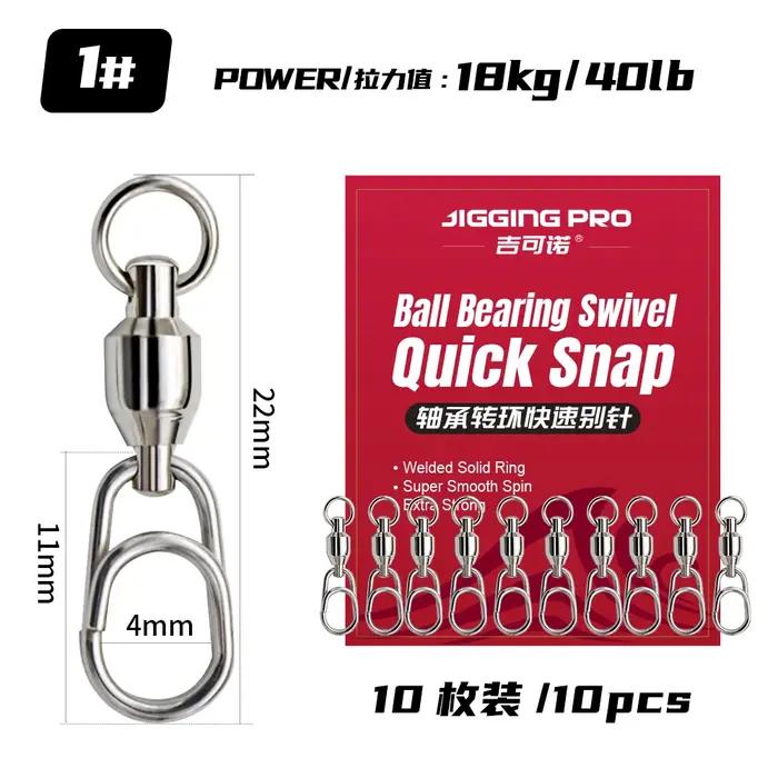 JIGGING PRO - Émerillon à Roulement à Billes en Acier Inoxydable avec Mousqueton Rapide - Accessoires de Pêche Professio