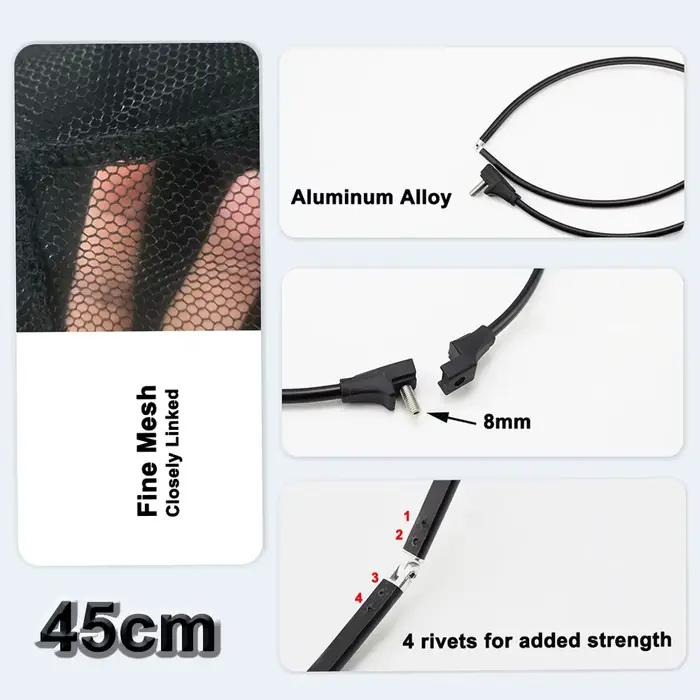 Epuisette filet à main multifilament 328cm en carbone et alliage d'aluminium pour pêche durable et précise