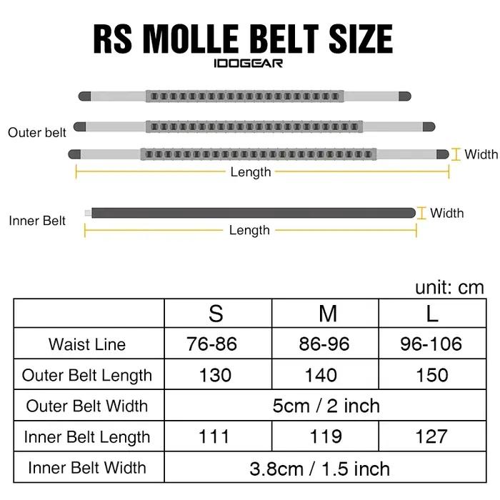 IDOGEAR 2 Inch Tactical Belt Quick Release Buckle MOLLE with Inner