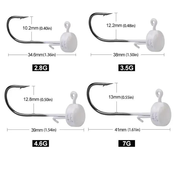 5 pièces hameçons de pêche 2.8g 3.5g 4.6g 7g Ned tête de champignon gabarit crochet barbelé pointu pour leurres de ver