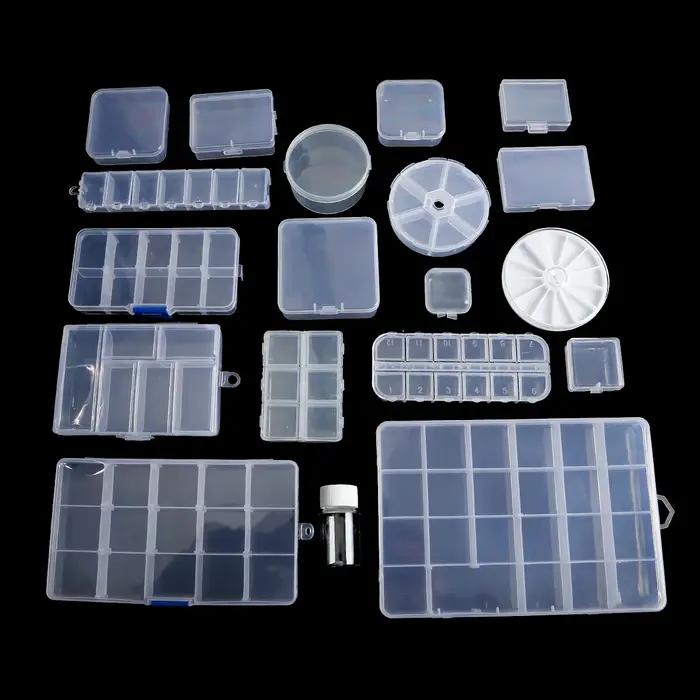 Boîte de rangement en plastique transparent pour bijoux, conteneur réglable pour perles, boucle d'or