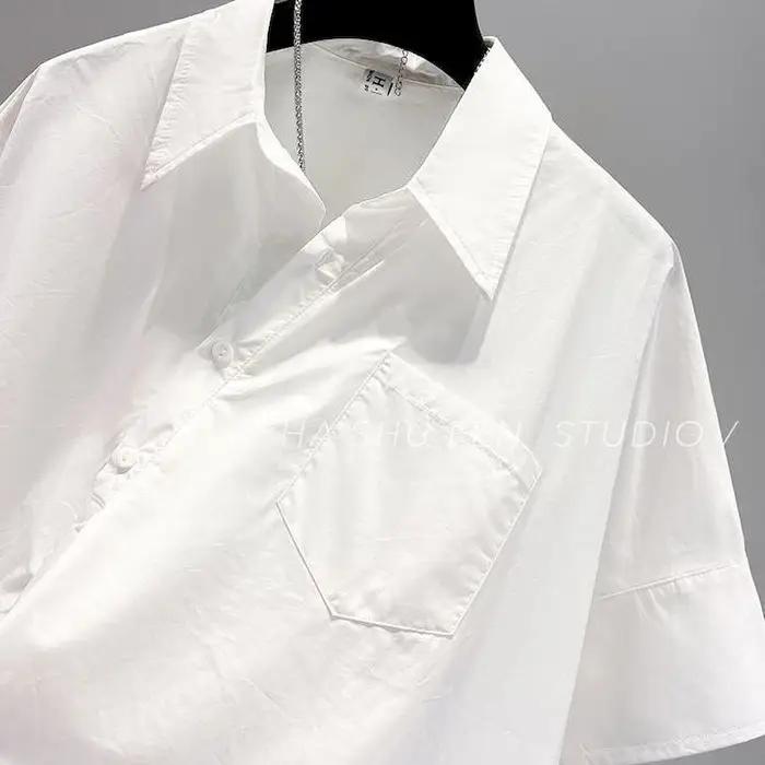 Chemise Patchwork à Manches Courtes pour Femme, Design Irrégulier, Chic, à la Mode, Tendance d'Été,