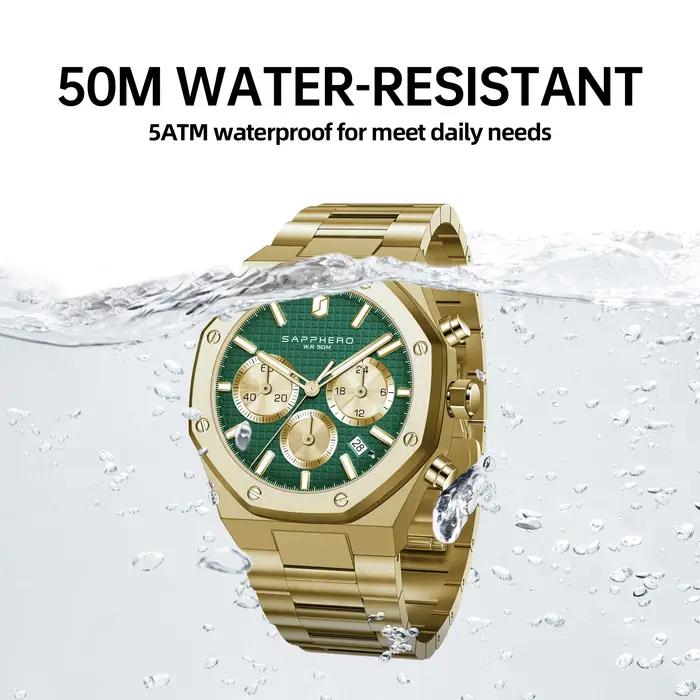 Montre Homme SAPPHERO Business Style Acier Inoxydable Étanche Chronomètre Précision Cadeau Professionnel