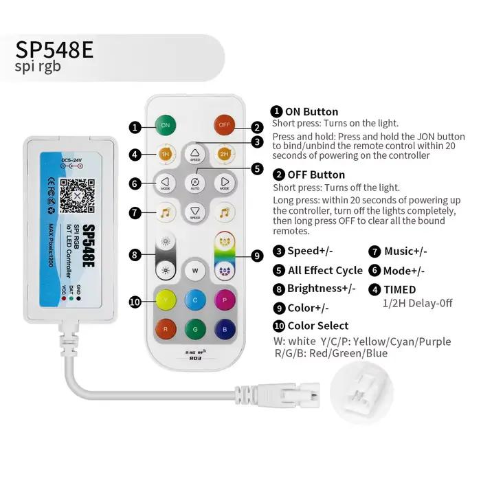 SP548E WiFi musique LED de contrôle pour WS2812b WS2811 adressable Pixel RGB LED bande sortie unique
