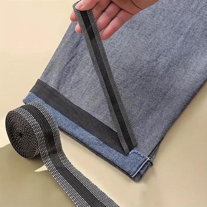 Tissu de couture DIY auto-adhésif thermocollant pour la réparation et l'abréviation des bords de pantalons, pour vêtements en jean et pantalons en jean