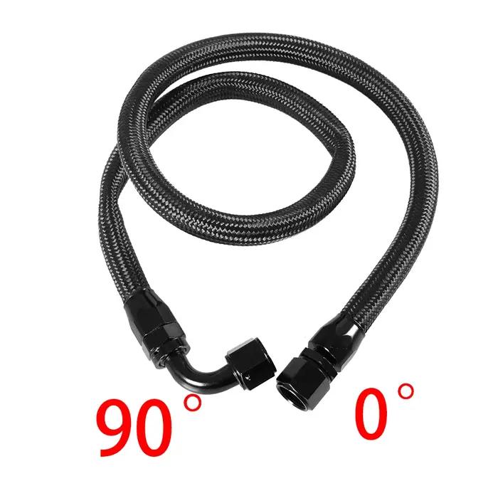 1M AN12 12AN noir tressé huile raccords de carburant extrémité de tuyau 0 + 90 degrés Kit d'adaptateur d'huile