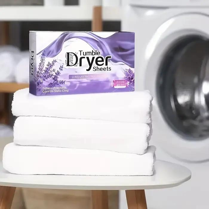 Boîte de 40 feuilles de séchage parfumées, tissu doux, réduit la statique, rend les vêtements plus doux, facile d'entretien, frais, idéal pour sécher, désodorisant