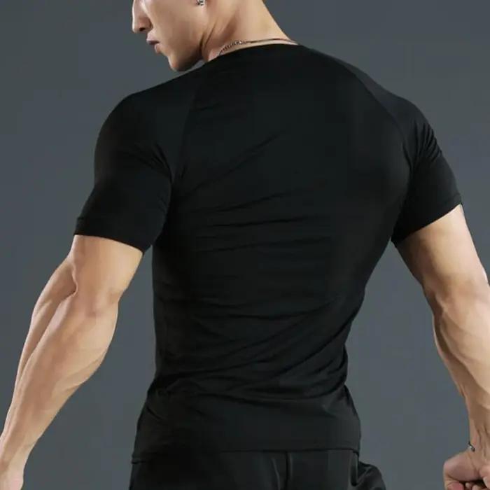 Hommes Compression course t-shirt Fitness serré à manches courtes