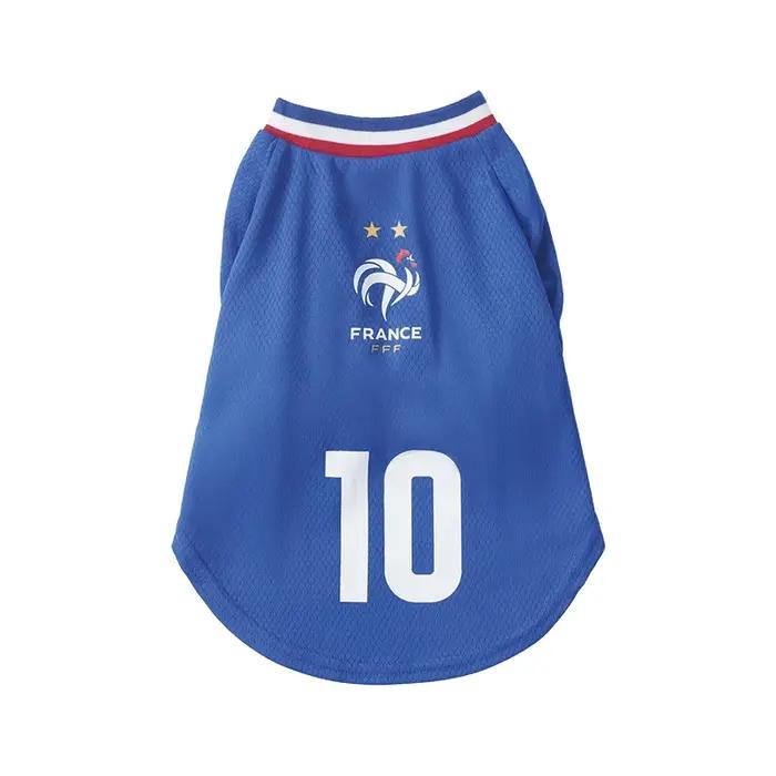 Vêtements pour animaux de compagnie de l'équipe de football française, t-shirt respirant pour chiens, vêtements décontractés pour chiots, pour l'entraînement en plein air, la promenade, accessoires po