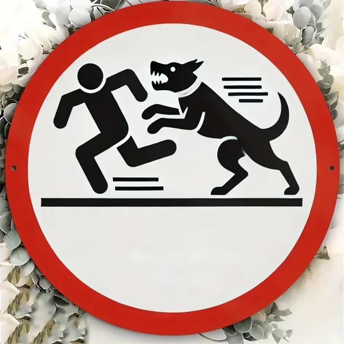 Panneau d'avertissement d'attaque de chien rond